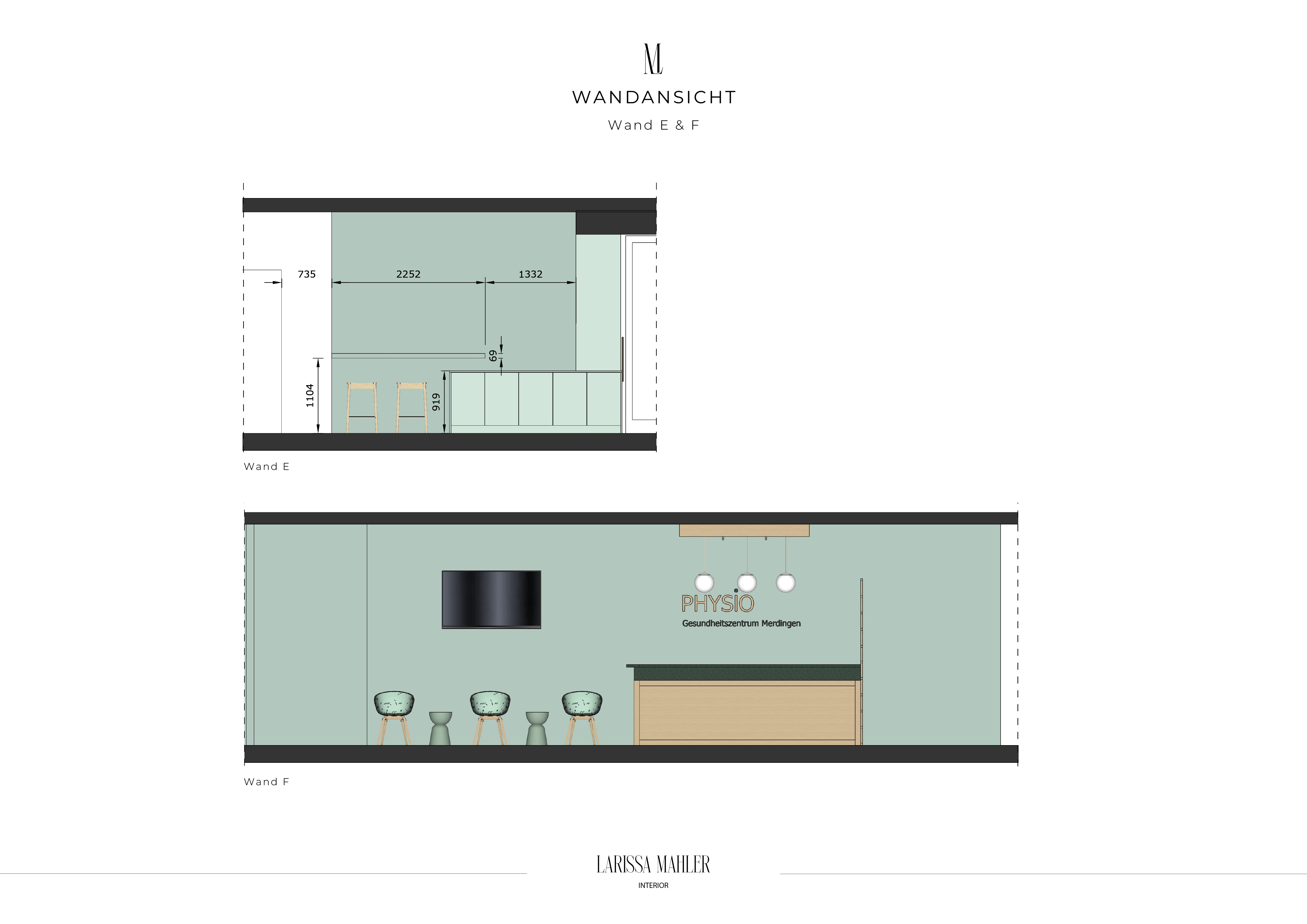Interior Design Booklet des Eingangsbereichs für das Gesundhzeitszentrum