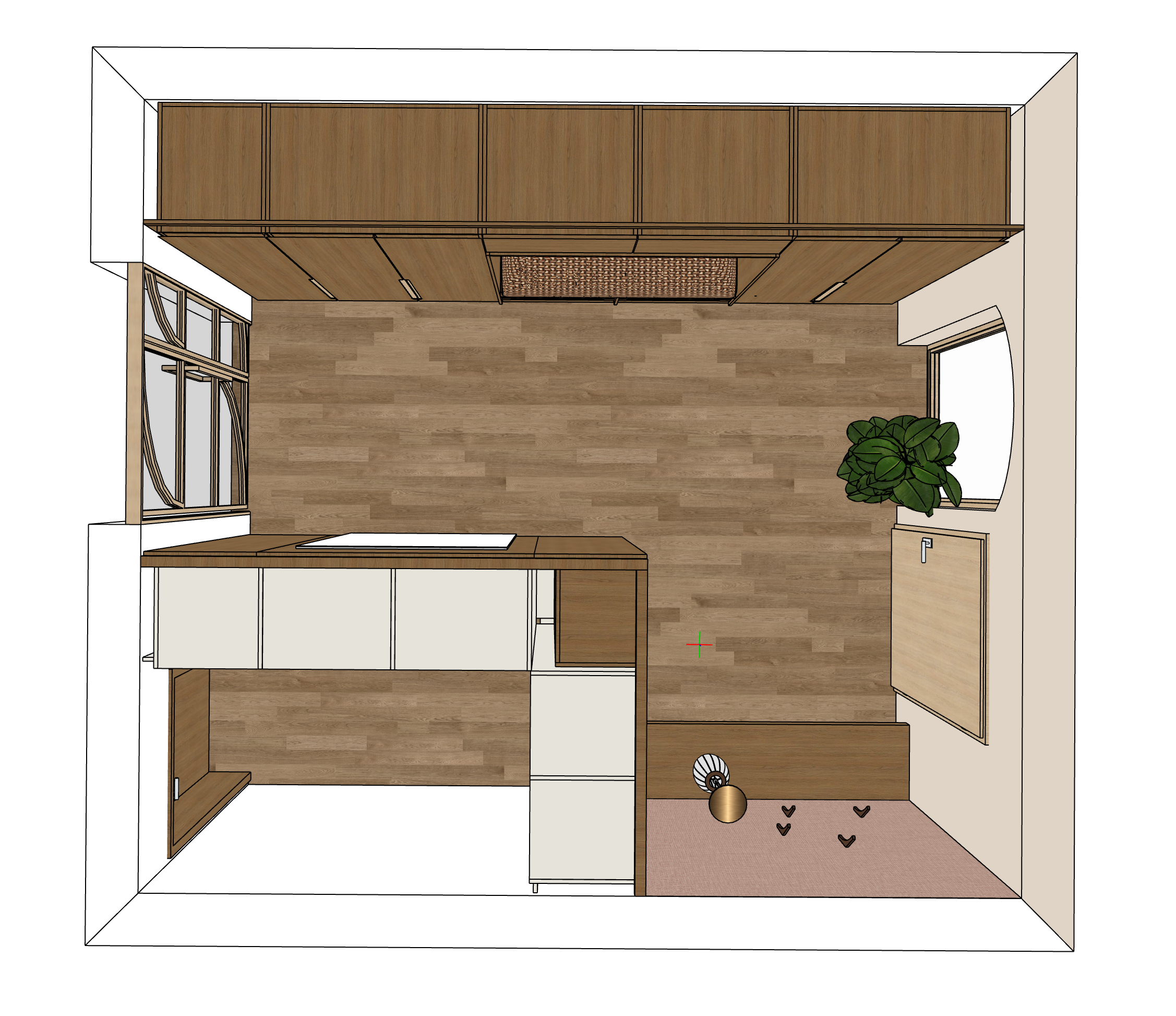 Vogelperspektive auf einen Raum.