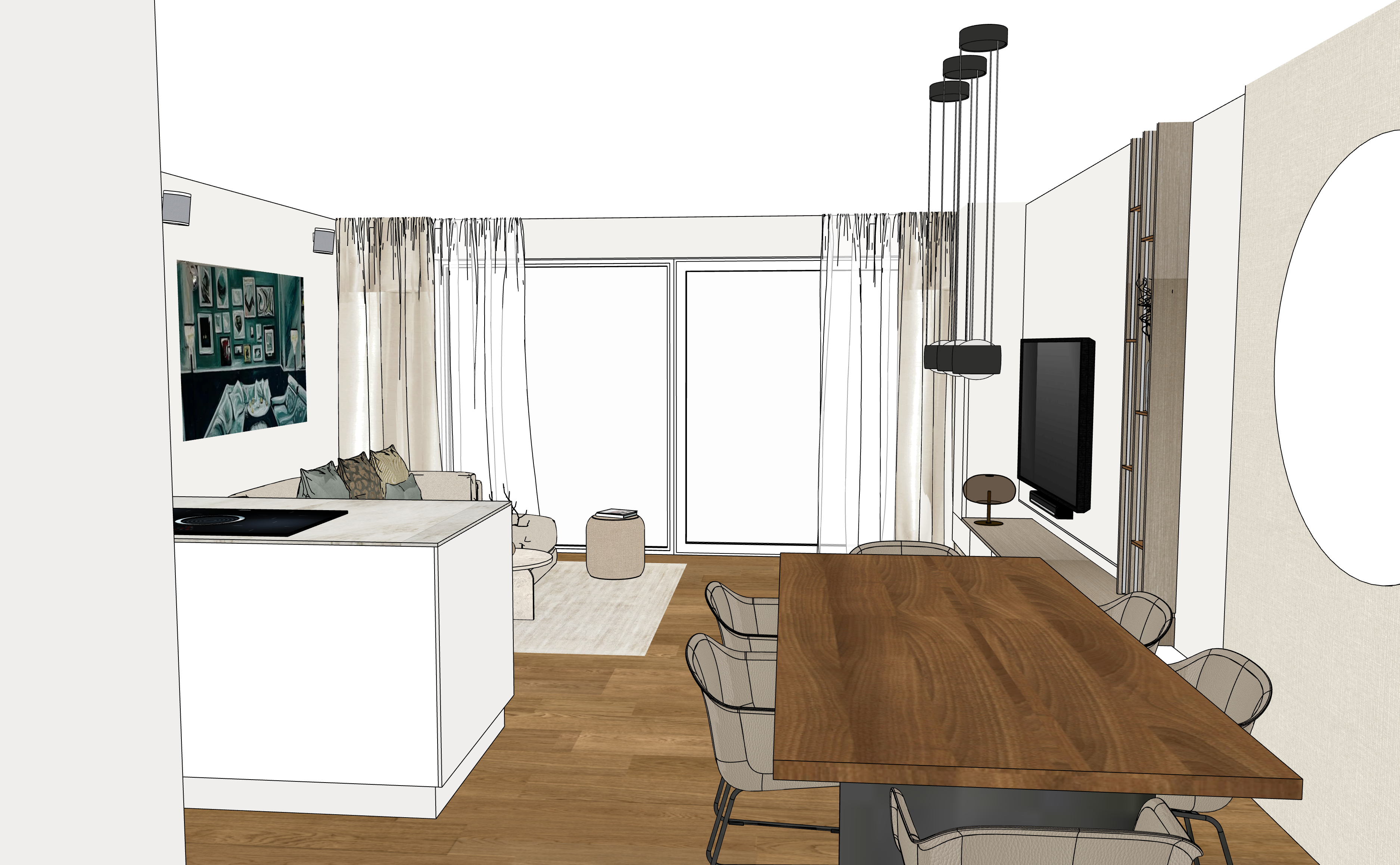 Präzise Einbaumöbel mit indirekter LED-Beleuchtung für eine hochwertige und neutrale Raumwirkung.